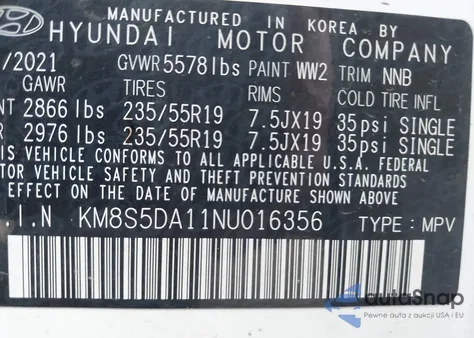 2022 Hyundai Santa Fe Hybrid Limited from USA, damaged, VIN KM8S5DA11NU016356
